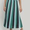 Pleated Maxi Skirt In Lagoon Blue