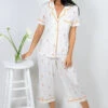 Bubbly Mood Print Cropped Pajama Set