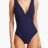 Ines V-Neck One-Piece In Navy