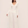 Eberjey Pointelle V-Neck And Pant Set In Ivory