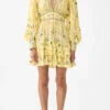 Camilla Button Front Frill Dress In Daisy Chains