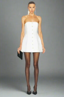 Sans Faff Laurent Mini Button Dress In White