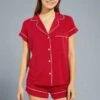 Eberjey Gisele Shortie PJ Set Haute Red/Ivory