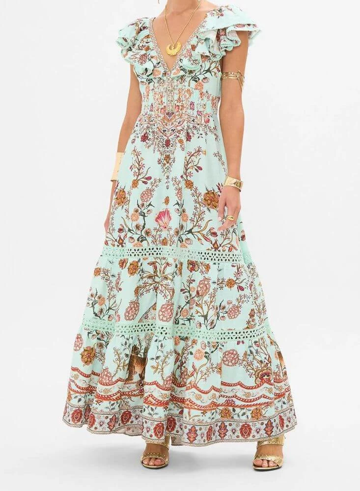 Camilla Weaving Worlds Tiered Dress With Neck Frill 1 Camilla Weaving Worlds Tiered Dress With Neck Frill