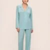 Eberjey Gisele Long PJ Set In Canal Blue/Ivory