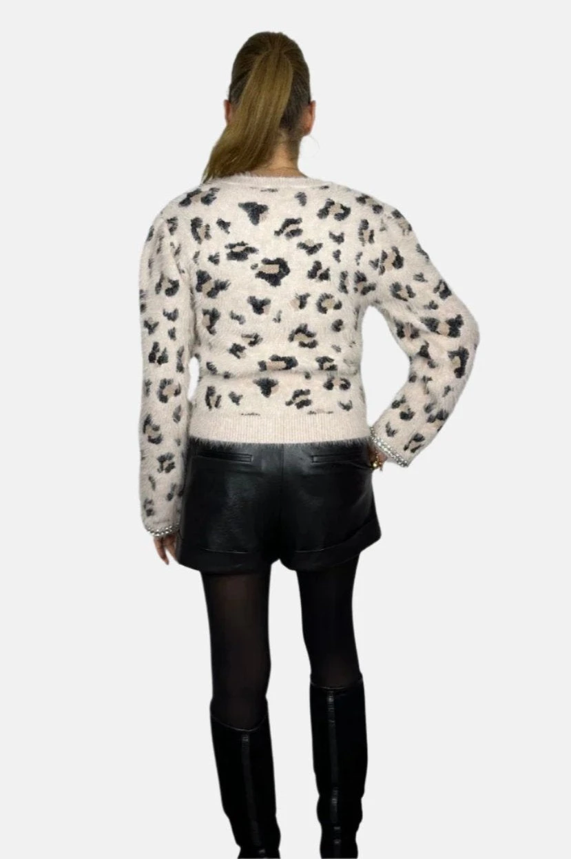 Knit Cardigan With Diamond Appliqué In Unica 2 Knit Cardigan With Diamond Appliqué In Unica - Image 2