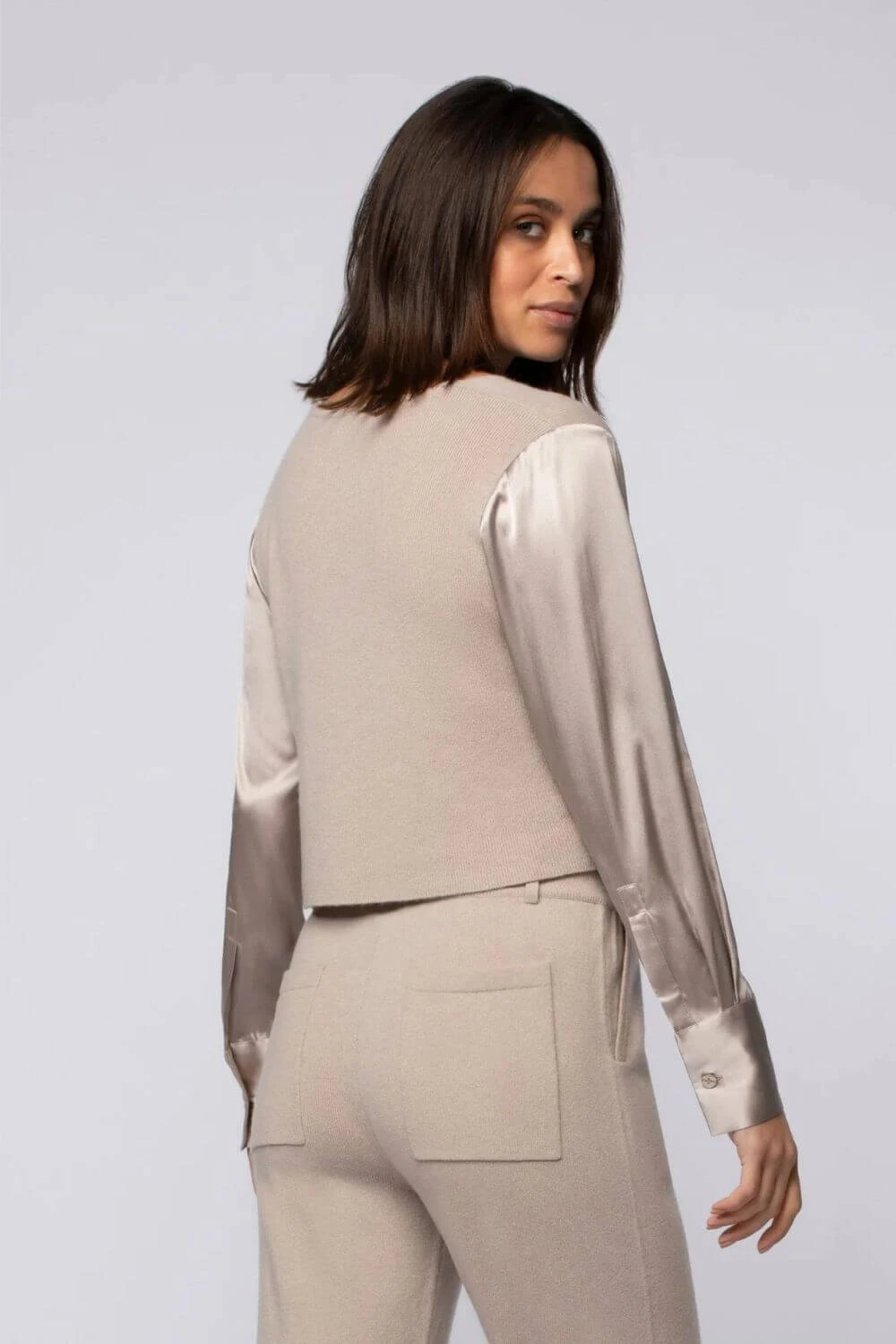 Gapi Knit Cardigan In Taupe 2 Gapi Knit Cardigan In Taupe - Image 2