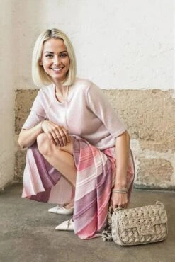 Pleated Maxi Skirt In Pink Lilac