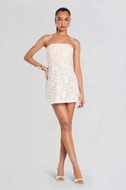 Sophia Lace Mini Dress In White