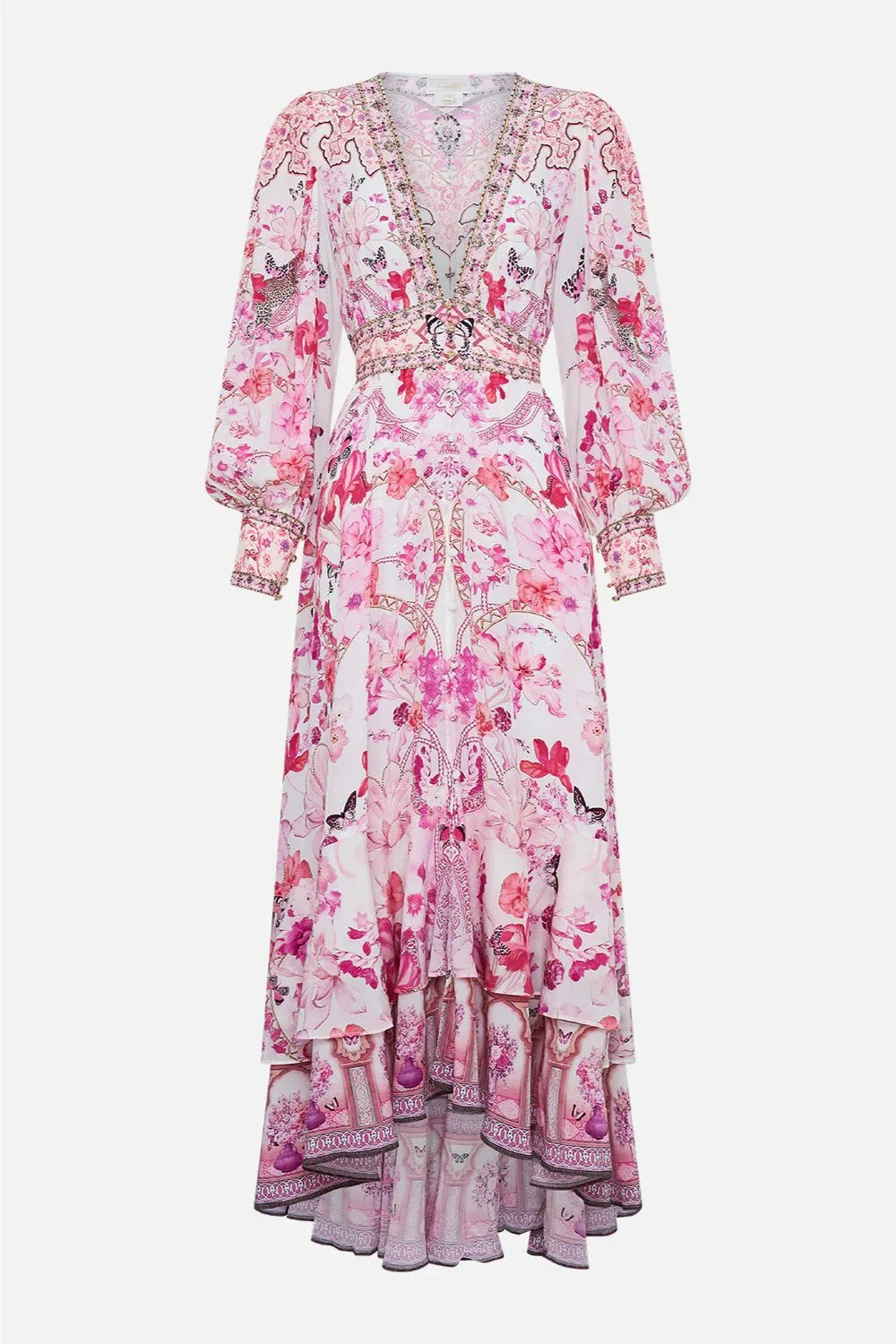 Camilla Long Button Front Dress In Botanical Novella 3 Camilla Long Button Front Dress In Botanical Novella - Image 3