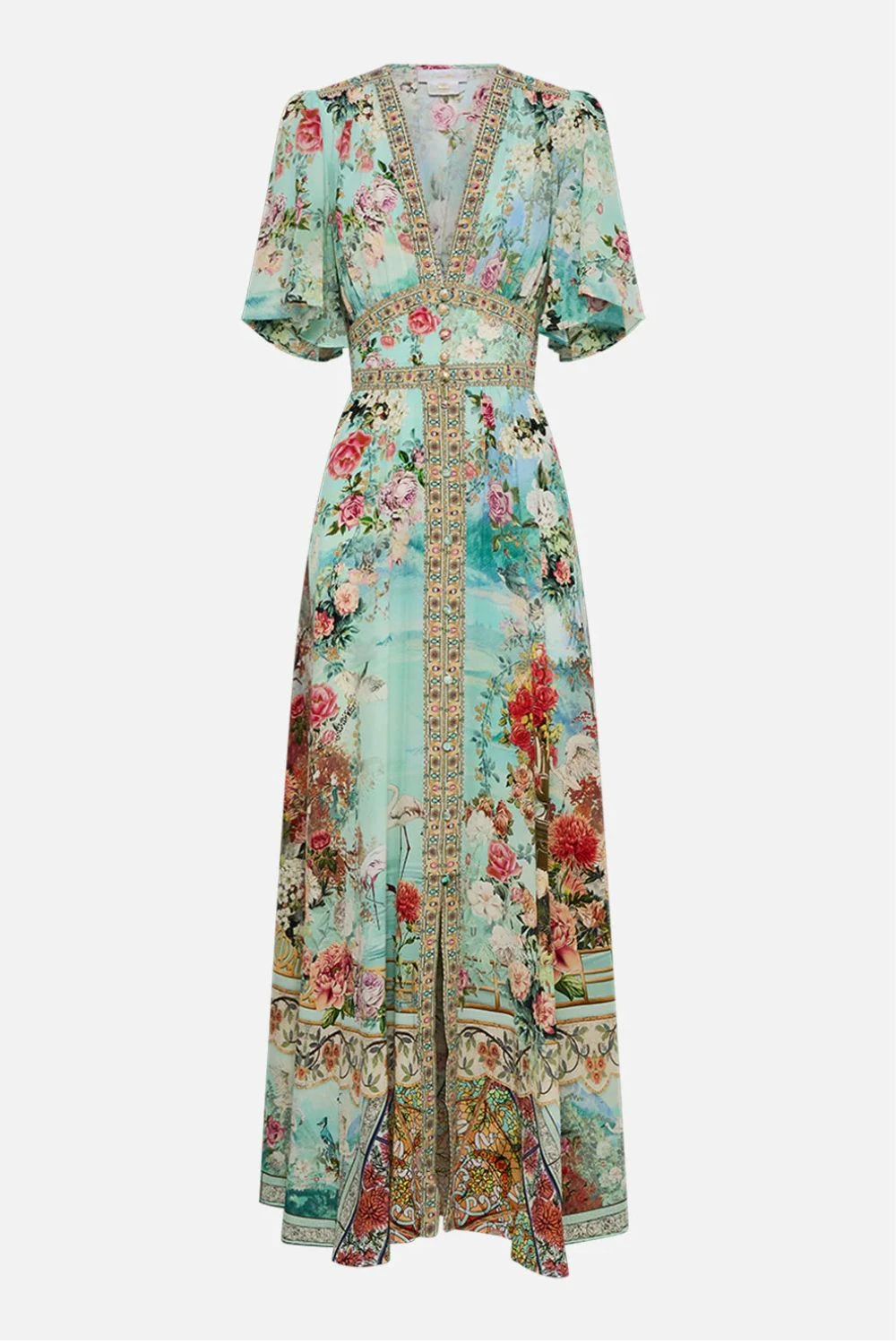 Camilla Shaped Waistband Dress With Flutter Sleeves In Jewellery Museum 3 Camilla Shaped Waistband Dress With Flutter Sleeves In Jewellery Museum - Image 3