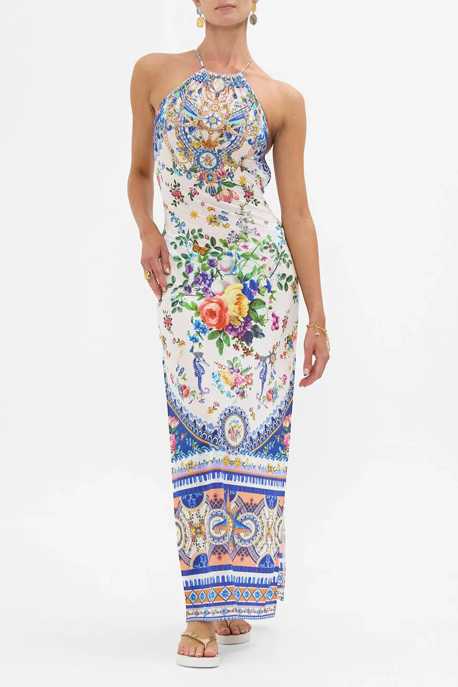 Camilla High Neck Long Dress In Tiles Darls 1 Camilla High Neck Long Dress In Tiles Darls