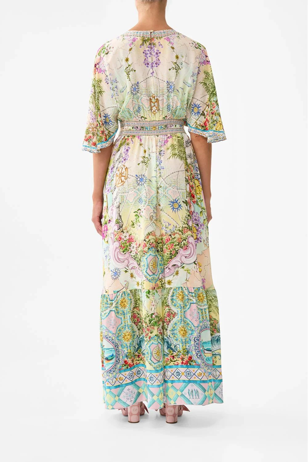 Camilla Waisted Dress With Hem Ruffle In Just Coasting 2 Camilla Waisted Dress With Hem Ruffle In Just Coasting - Image 2