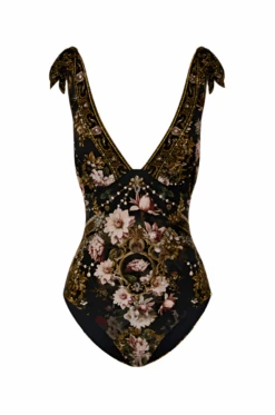 Camilla Ruched Tri-Tie Soulder One-Piece Swimsuit -Fashion Lingerie Shop CAMILLA RUCHED TRI TIE SHOULDER ONE PIECE DYNASTY DAZE GHOST front 2024 07 23T19 47 36.808Z