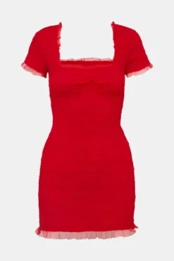 LoveShackFancy Esca Dress In Crimson Red