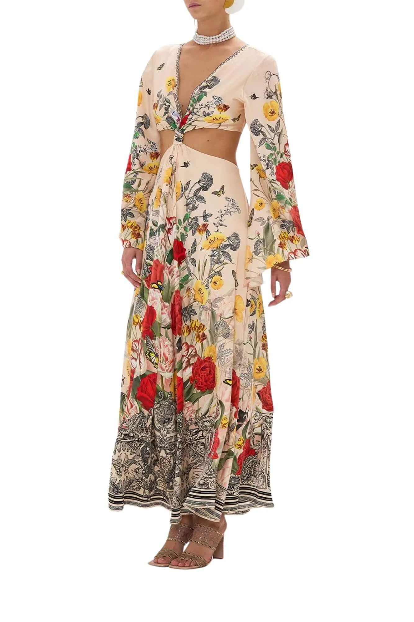 Camilla Cut Out Dress With Knot Front In Etched Into Eternity 5 Camilla Cut Out Dress With Knot Front In Etched Into Eternity - Image 5