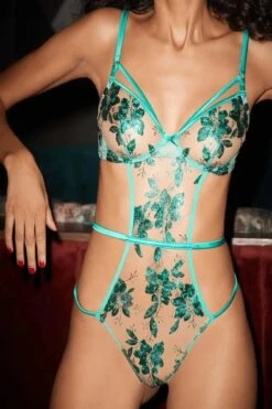 Fleur Du Mal Allover Foil Embroidery Bodysuit