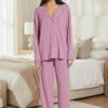 Eberjey Gisele Long PJ Set In Rose Quartz/Petal Pink