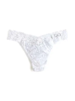 HANKY PANKY "I Do" Original Rise Thong -Fashion Lingerie Shop Hanky Panky I Do Crystal Signature Lace Original Rise Thong WHITE View 3