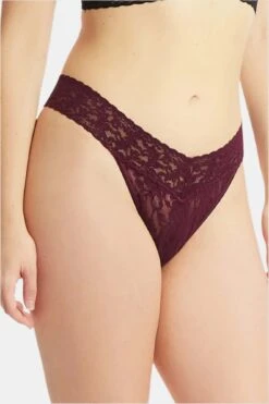 Hanky Panky Original Rise Thong 31 Hanky Panky Original Rise Thong -Fashion Lingerie Shop Hanky Panky Signature Lace Original Rise Thong Dried Cherry Red View 2