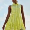 Lace Collared Dress In Yellow