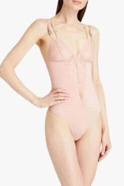 STELLA MCCARTNEY Jersey Lace High Leg Thong BodySuit