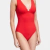 Ines V-Neck One-Piece In Cherry