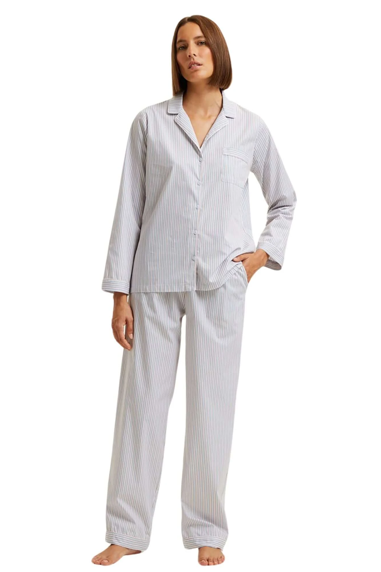 Essential Long Pj Set In Ciel 6 Essential Long Pj Set In Ciel - Image 6