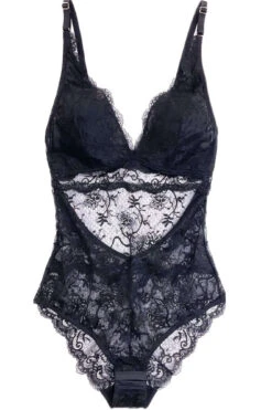 All Lace Amour Bodysuit In Dark/Navy Black