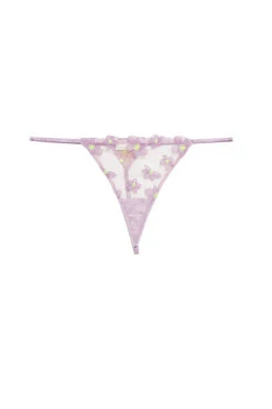 Fleur Du Mal Petal Embroidery V String -Fashion Lingerie Shop PetalEmbroideryV StringLavenderflat