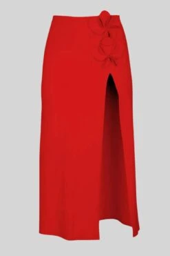 Tess Long Straight Skirt In Cherry