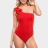 Tess One Shoulder One Piece In Cherry