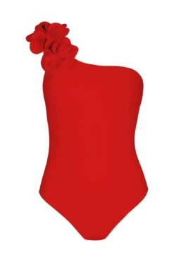 Tess One Shoulder One Piece In Cherry 5 Tess One Shoulder One Piece In Cherry -Fashion Lingerie Shop TessOneShoulderOnePieceinCherry2