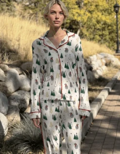 Jolene Holiday Print Long Pj Set