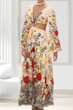 Camilla Cut Out Dress With Knot Front In Etched Into Eternity