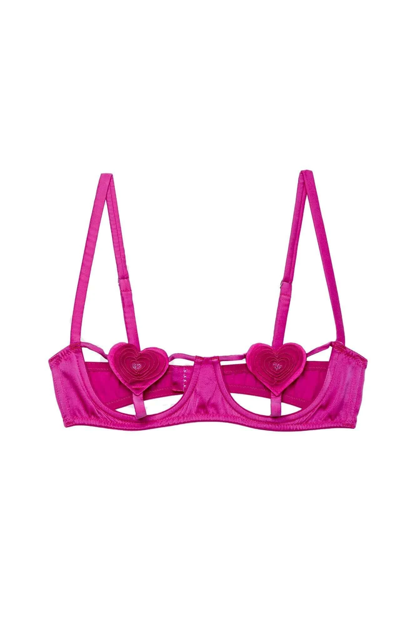Fleur Du Mal Novelty Heart Bra 32B Ultra Pink 4 Fleur Du Mal Novelty Heart Bra 32B Ultra Pink - Image 4